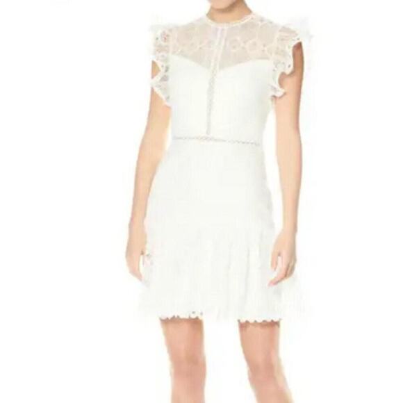 Monique Lhuillier Lace Cocktail Minidress white size 6 - Picture 1 of 8